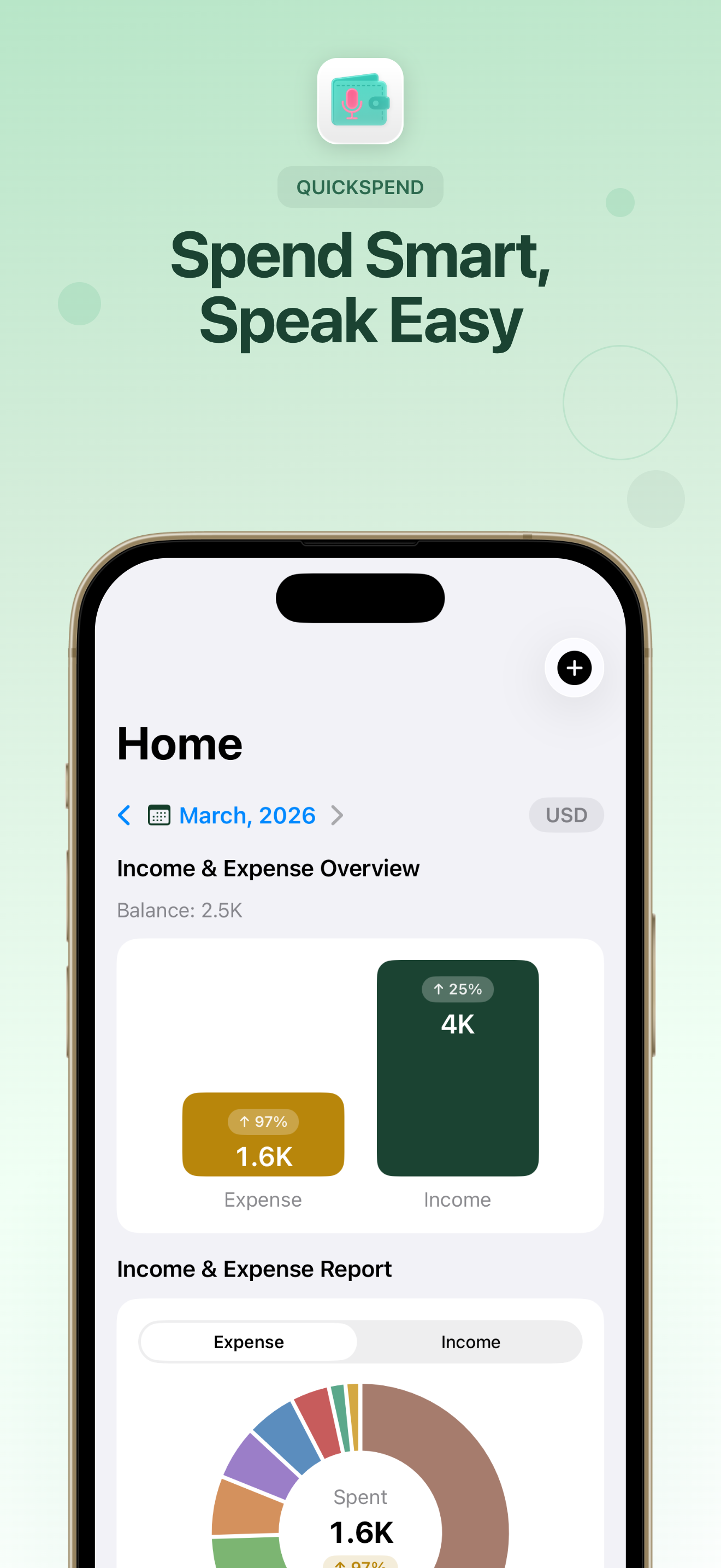 QuickSpend hero - Spend Smart, Speak Easy