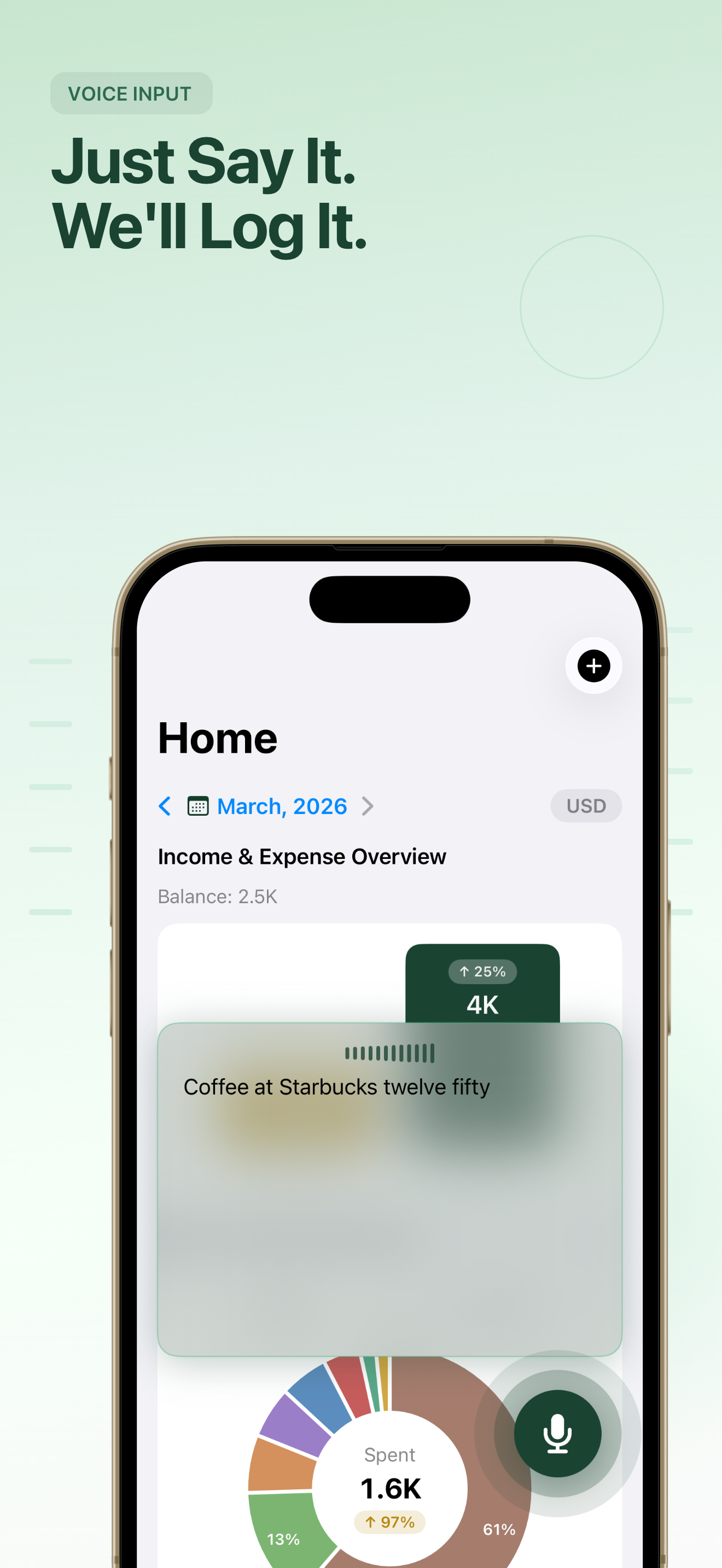 Voice input - Just Say It, We'll Log It