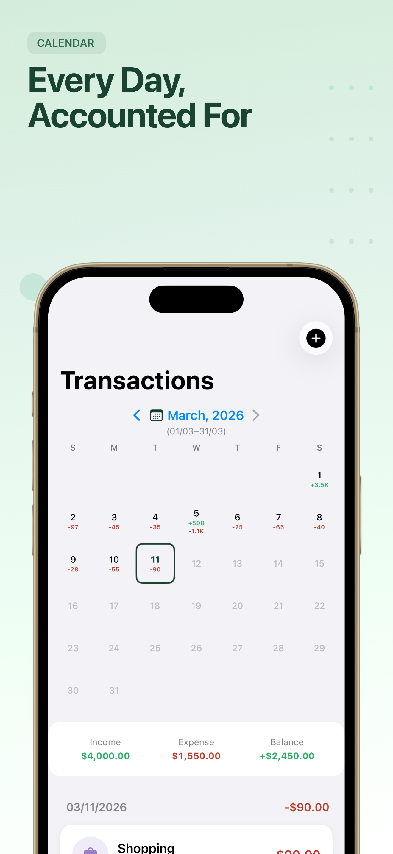 Calendar - Every Day, Accounted For